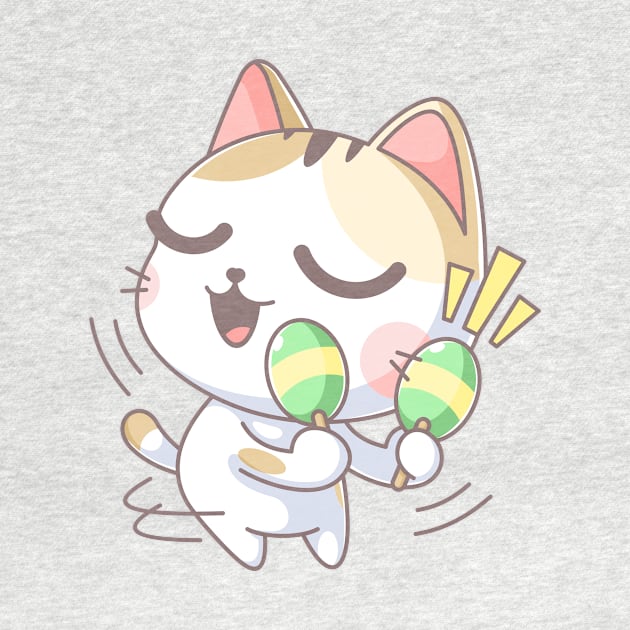 Cute cat playing maracas cartoon by Wawadzgnstuff